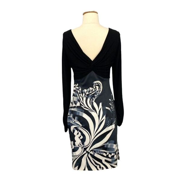 Karen Millen Sheath Dress Knee Length Navy Black Abstract Cocktail Size US 8 - Picture 4 of 13